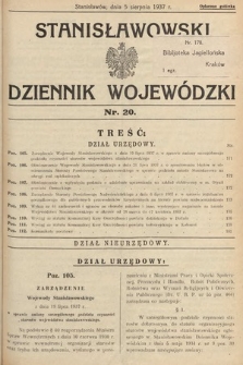 Stanisławowski Dziennik Wojewódzki. 1937, nr 20