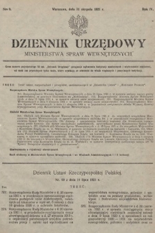 Dziennik Urzędowy Ministerstwa Spraw Wewnętrznych. 1921, nr 8