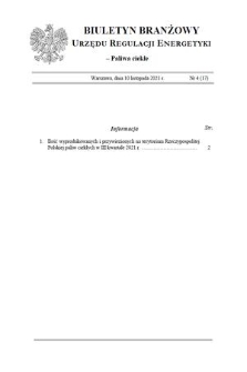 Biuletyn Branżowy Urzędu Regulacji Energetyki. Paliwa Ciekłe. 2021, nr 4