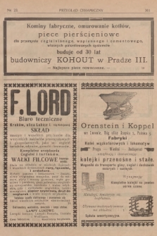 Przegląd Ceramiczny : czasopismo poświęcone sprawom przemysłu ceglarskiego, garncarskiego, porcelanowego, szamotowego, wapiennego, cementowego, gipsowego i pokrewnym gałęziom. [R.10], [1910], nr 23