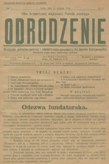 Odrodzenie : tygodnik polityczno-społeczny i administracyjno-gospodarczy dla naprawy Rzeczypospolitej. R.1, 1926, nr 5