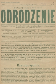 Odrodzenie : tygodnik polityczno-społeczny i administracyjno-gospodarczy dla naprawy Rzeczypospolitej. R.1, 1926, nr 7