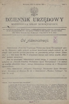 Dziennik Urzędowy Ministerstwa Spraw Wewnętrznych. 1922, nr 1