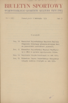 Biuletyn Sportowy Wojewódzkiego Komitetu Kultury Fizycznej. R.4, 1959, nr 4(65)