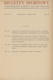 Biuletyn Sportowy Wojewódzkiego Komitetu Kultury Fizycznej. R.4, 1959, nr 6(67)