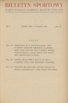 Biuletyn Sportowy Wojewódzkiego Komitetu Kultury Fizycznej. R.4, 1959, nr 8