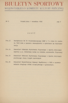 Biuletyn Sportowy Wojewódzkiego Komitetu Kultury Fizycznej. R.5, 1960, nr 9