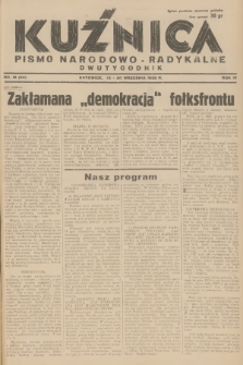 Kuźnica : pismo narodowo-radykalne. R.4, 1938, nr 18