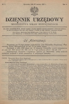 Dziennik Urzędowy Ministerstwa Spraw Wewnętrznych. 1922, nr 5