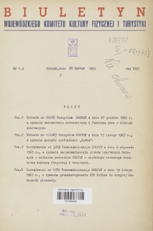 Biuletyn Wojewódzkiego Komitetu Kultury Fizycznej i Turystyki. R.8, 1963, nr 1-2