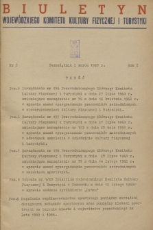 Biuletyn Wojewódzkiego Komitetu Kultury Fizycznej i Turystyki. R.10, 1965, nr 3