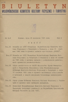 Biuletyn Wojewódzkiego Komitetu Kultury Fizycznej i Turystyki. R.10, 1965, nr 8-9