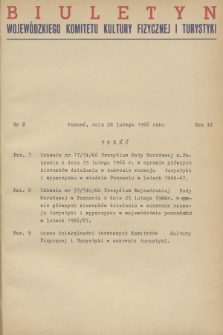Biuletyn Wojewódzkiego Komitetu Kultury Fizycznej i Turystyki. R.11, 1966, nr 2
