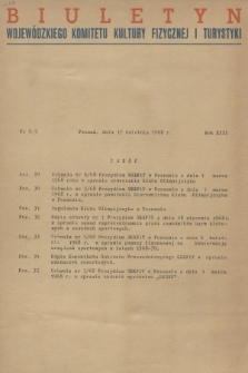 Biuletyn Wojewódzkiego Komitetu Kultury Fizycznej i Turystyki. R.13, 1968, nr 4-5