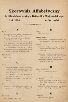 Stanisławowski Dziennik Wojewódzki. 1938, skorowidz alfabetyczny