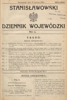 Stanisławowski Dziennik Wojewódzki. 1938, nr 1