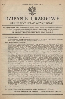 Dziennik Urzędowy Ministerstwa Spraw Wewnętrznych. 1922, nr 7