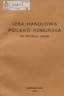 Izba Handlowa Polsko-Rumuńska w Roku 1936