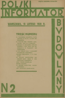 Polski Informator Budowlany. R.1, 1928, nr 2 + wkładka
