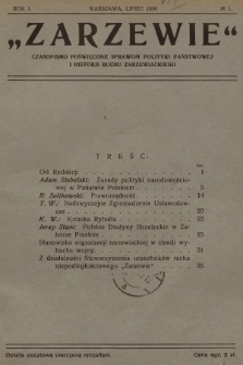 Zarzewie : czasopismo poświęcone sprawom polityki państwowej i historji ruchu zarzewiackiego. R.1, 1930, № 1