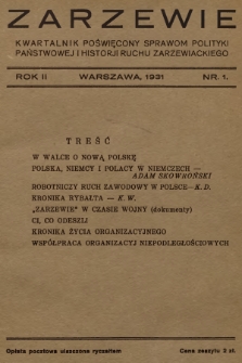 Zarzewie : kwartalnik poświęcony sprawom polityki państwowej i historji ruchu zarzewiackiego. R.2, 1931, nr 1