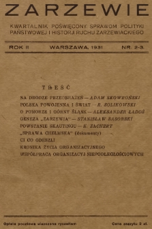 Zarzewie : kwartalnik poświęcony sprawom polityki państwowej i historji ruchu zarzewiackiego. R.2, 1931, nr 2-3