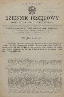 Dziennik Urzędowy Ministerstwa Spraw Wewnętrznych. 1923, nr 1