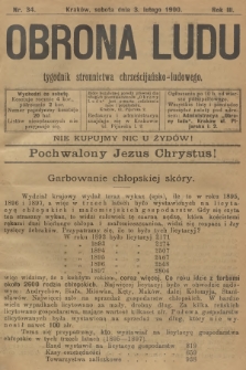 Obrona Ludu : tygodnik Stronnictwa Chrześcijańsko-Ludowego. R.3, 1900, nr 34