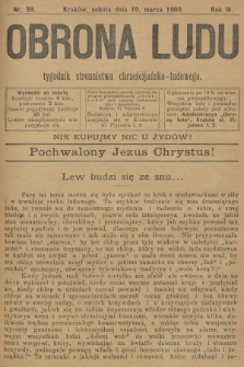 Obrona Ludu : tygodnik Stronnictwa Chrześcijańsko-Ludowego. R.3, 1900, nr 39