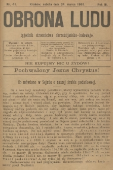 Obrona Ludu : tygodnik Stronnictwa Chrześcijańsko-Ludowego. R.3, 1900, nr 41