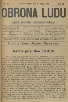 Obrona Ludu : tygodnik Stronnictwa Chrześcijańsko-Ludowego. R.3, 1900, nr 47