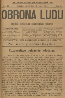 Obrona Ludu : tygodnik Stronnictwa Chrześcijańsko-Ludowego. R.3, 1900, nr 48 - drugi nakład po konfiskacie