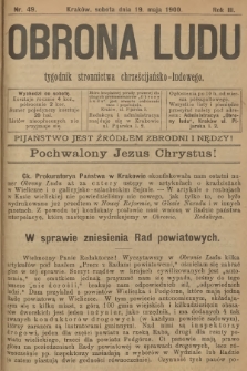 Obrona Ludu : tygodnik Stronnictwa Chrześcijańsko-Ludowego. R.3, 1900, nr 49
