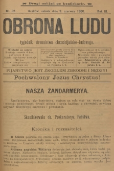 Obrona Ludu : tygodnik Stronnictwa Chrześcijańsko-Ludowego. R.3, 1900, nr 52 - drugi nakład po konfiskacie
