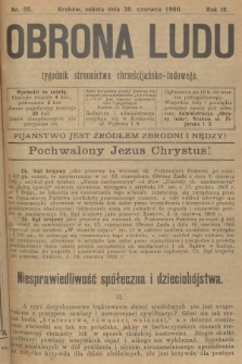 Obrona Ludu : tygodnik Stronnictwa Chrześcijańsko-Ludowego. R.3, 1900, nr 55