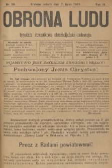 Obrona Ludu : tygodnik Stronnictwa Chrześcijańsko-Ludowego. R.3, 1900, nr 56