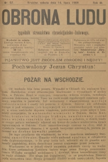 Obrona Ludu : tygodnik Stronnictwa Chrześcijańsko-Ludowego. R.3, 1900, nr 57