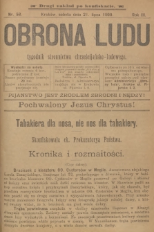 Obrona Ludu : tygodnik Stronnictwa Chrześcijańsko-Ludowego. R.3, 1900, nr 58 - drugi nakład po konfiskacie