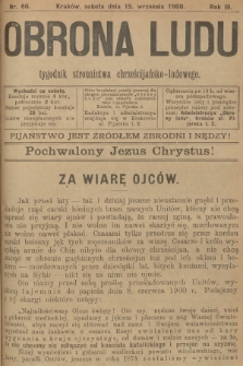 Obrona Ludu : tygodnik Stronnictwa Chrześcijańsko-Ludowego. R.3, 1900, nr 66