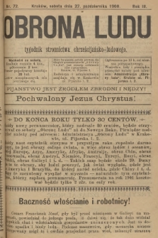 Obrona Ludu : tygodnik Stronnictwa Chrześcijańsko-Ludowego. R.3, 1900, nr 72