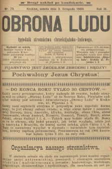 Obrona Ludu : tygodnik Stronnictwa Chrześcijańsko-Ludowego. R.3, 1900, nr 73 - drugi nakład po konfiskacie