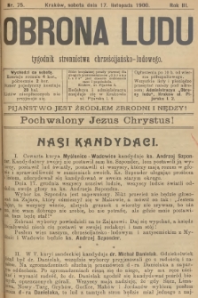 Obrona Ludu : tygodnik Stronnictwa Chrześcijańsko-Ludowego. R.3, 1900, nr 75