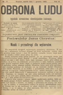 Obrona Ludu : tygodnik Stronnictwa Chrześcijańsko-Ludowego. R.3, 1900, nr 77