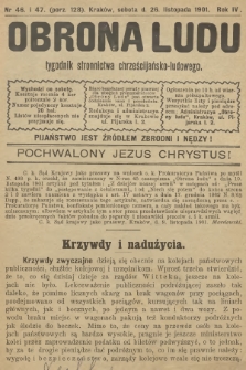 Obrona Ludu : tygodnik Stronnictwa Chrześcijańsko-Ludowego. R.4, 1901, nr 46-47