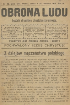 Obrona Ludu : tygodnik Stronnictwa Chrześcijańsko-Ludowego. R.4, 1901, nr 48