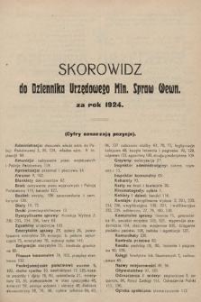 Dziennik Urzędowy Ministerstwa Spraw Wewnętrznych. 1924, skorowidz