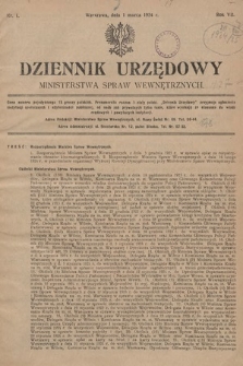 Dziennik Urzędowy Ministerstwa Spraw Wewnętrznych. 1924, nr 1