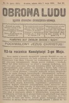 Obrona Ludu : tygodnik Stronnictwa Chrześcijańsko-Ludowego. R.7, 1904, nr 19