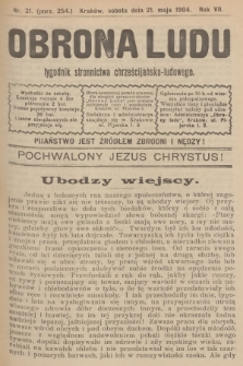 Obrona Ludu : tygodnik Stronnictwa Chrześcijańsko-Ludowego. R.7, 1904, nr 21