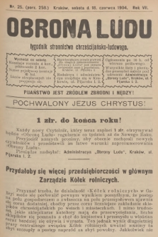 Obrona Ludu : tygodnik Stronnictwa Chrześcijańsko-Ludowego. R.7, 1904, nr 25